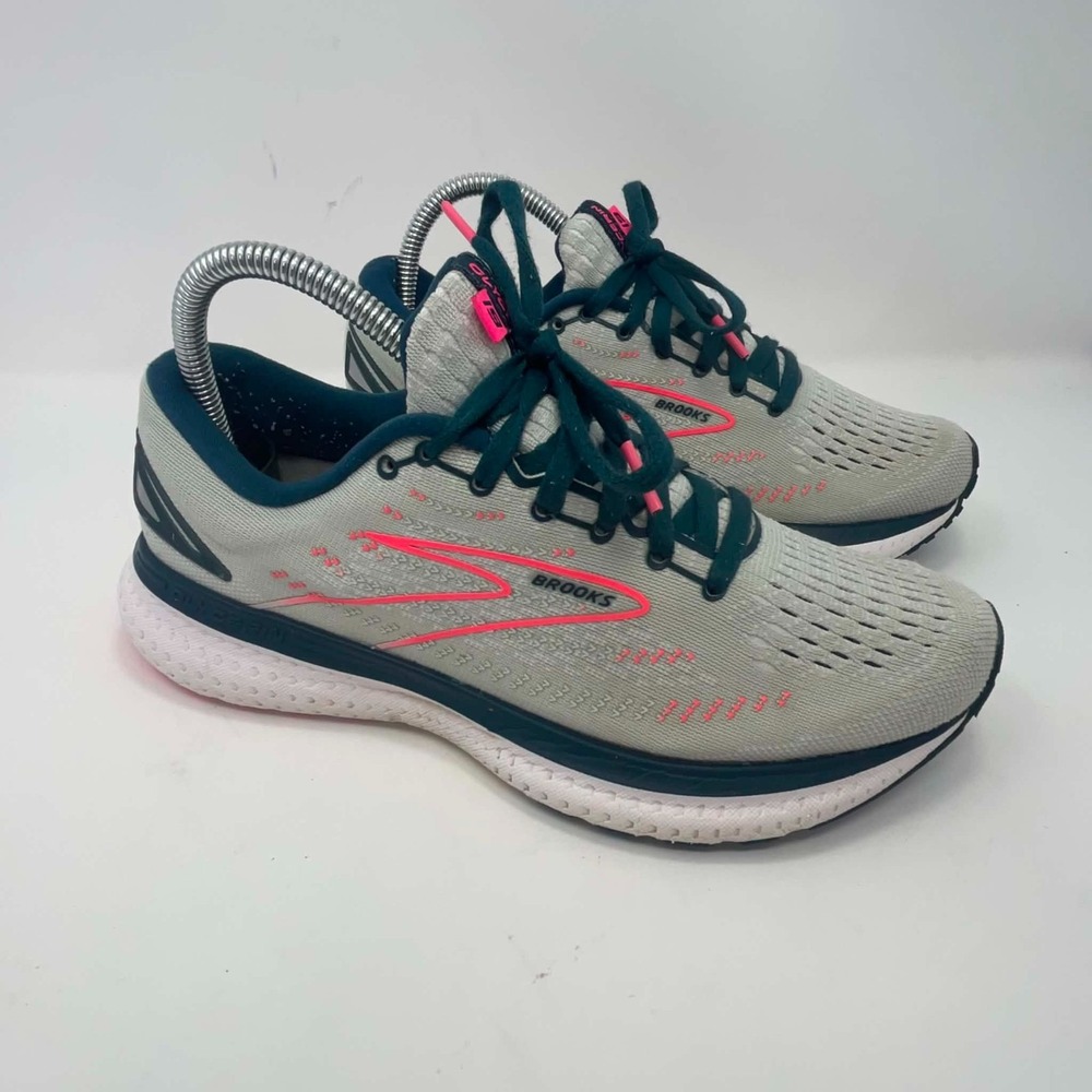 Brooks Glycerin 19 Running Shoes Womens 8.5 D Wide Gray Pink Green 1203431D110